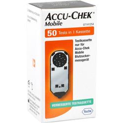 Schachtel mit Testkassette für Accu-Chek Mobile Blutzuckermessgerät.